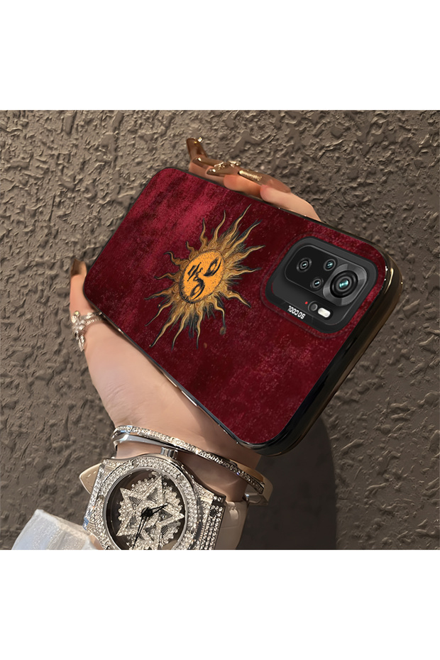 Camera Protected Slim Hard Case Compatible with Poco M5S Sun Patterned - 3