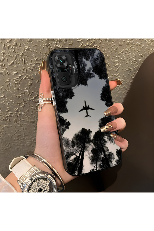 Camera Protected Slim Hard Case Compatible with Redmi Note 10 Pro, Airplane Pattern - 2