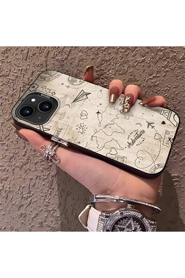 Camera Protected Slim Hard Case Compatible with iPhone 15 Plus Space Pattern - 1