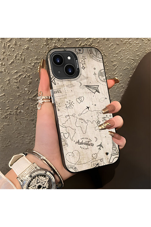 Camera Protected Slim Hard Case Compatible with iPhone 15 Plus Space Pattern - 2