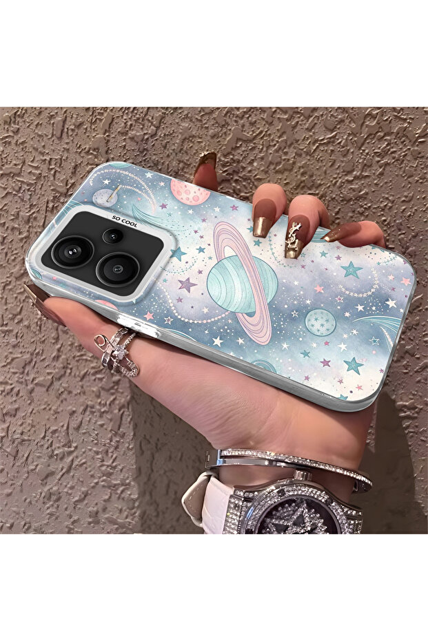 Camera Protected Slim Hard Case with Space Pattern Compatible with Redmi Note 13 Pro Plus+ 5g - 1