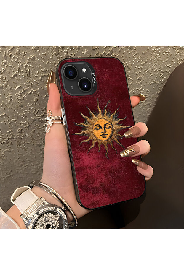 غطاء حماية نحيف وصلب للكاميرا متوافق مع هاتف iPhone 14 Plus بنمط الشمس - 2