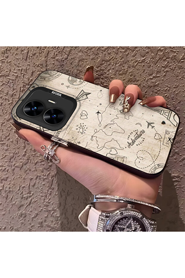 حافظة صلبة رفيعة بنمط فضائي مع حماية للكاميرا متوافقة مع هاتف Realme C55 - 1