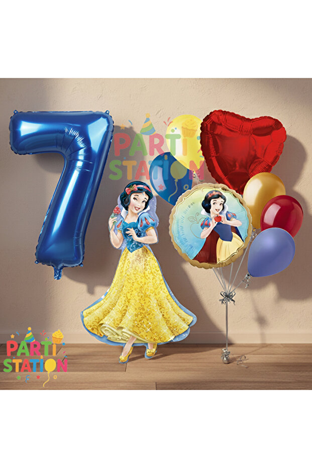 مجموعة بالونات عيد الميلاد بعمر 7 سنوات من كونسبت سنو وايت