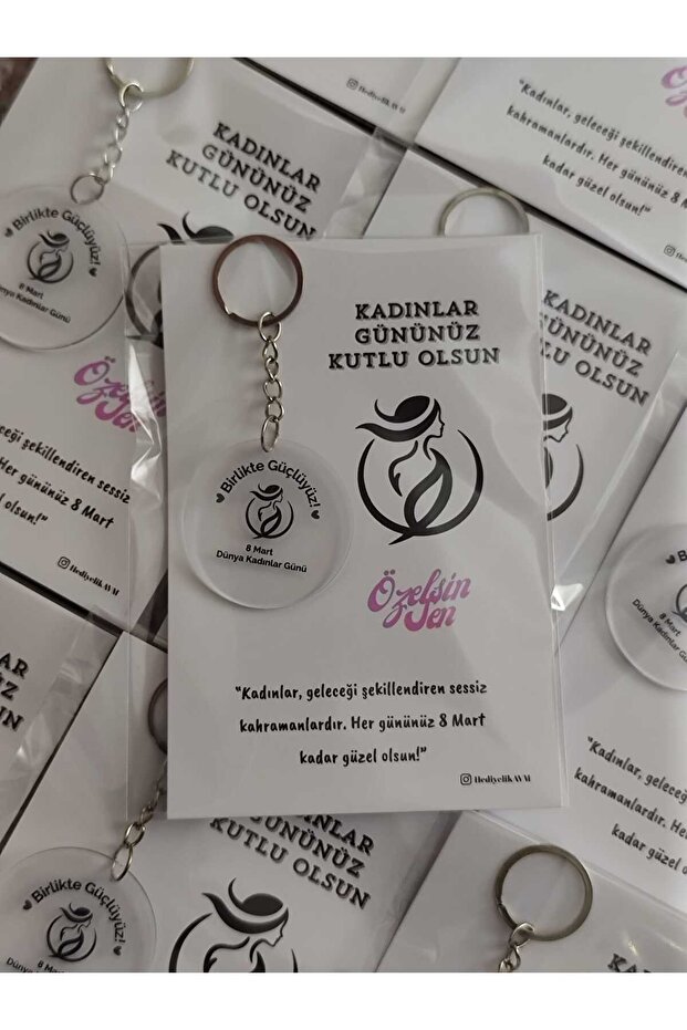 8 March Women's Day Gift Plexi Keychain 10 Pcs