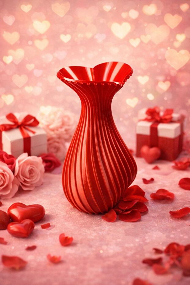 مزهرية مزخرفة بطباعة ثلاثية الأبعاد - تصميم خاص لعيد الحب