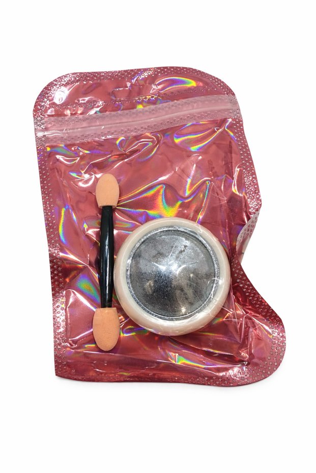 Mirror nail powder with applicator – chrome effect, silver