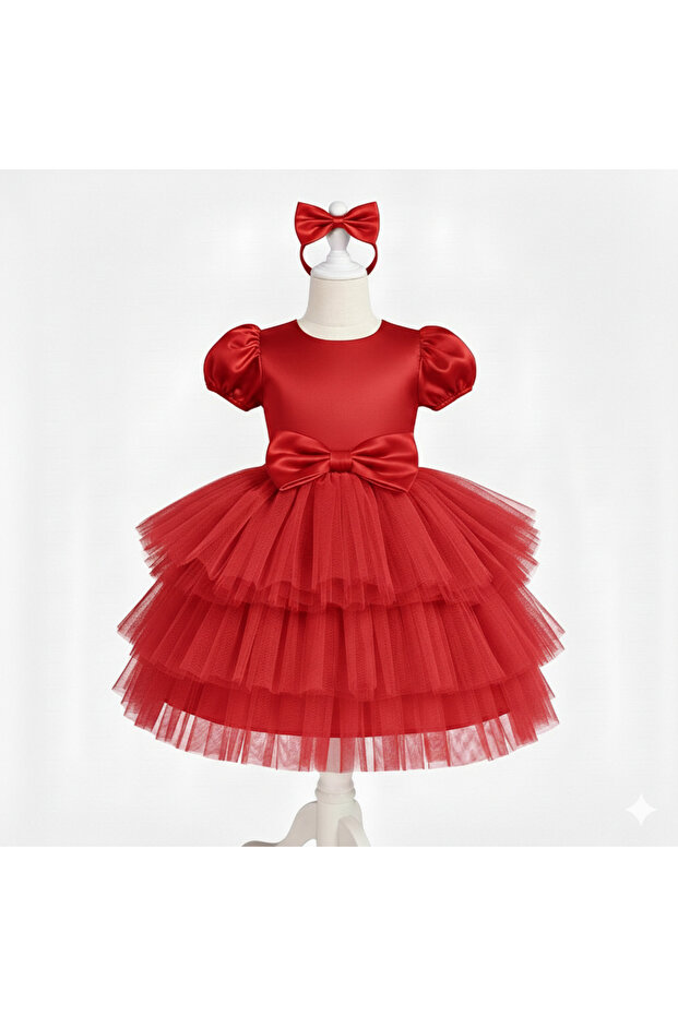 Girl's Red Bow Fluffy Tutu Dress