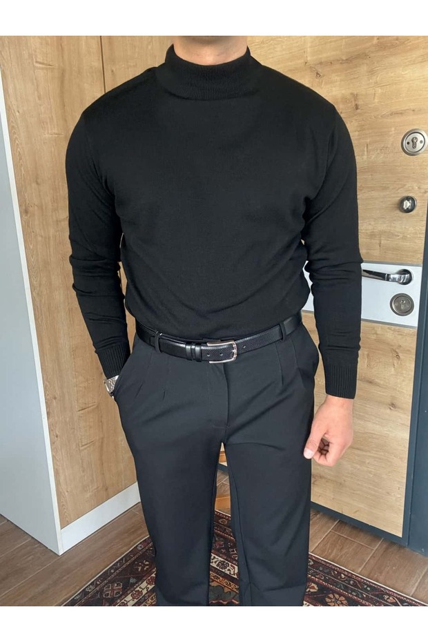 سترة ذات ياقة عالية بقصة عادية - 1