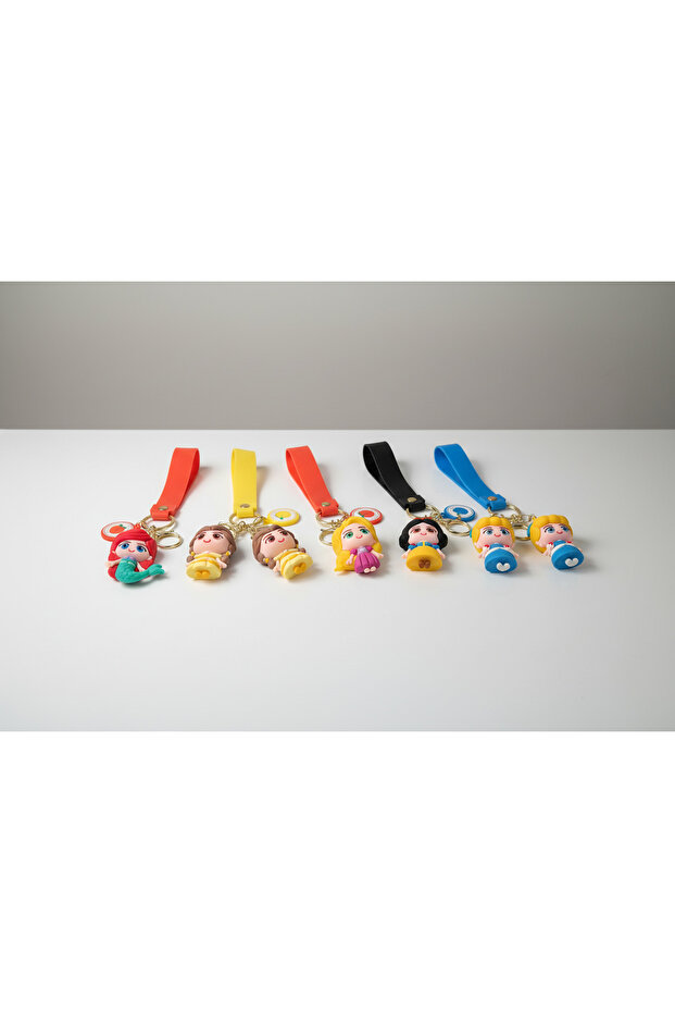 Princess Figure Keychain with Strap – Colorful Silicone Strap Bag and Key Accessory