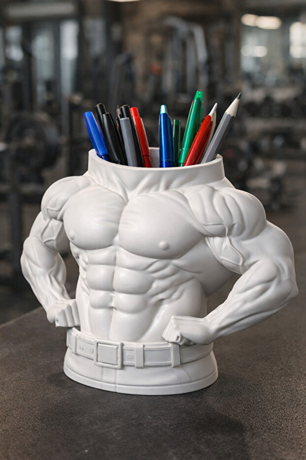 Pen Holder with Doctor Figure 11 cm White