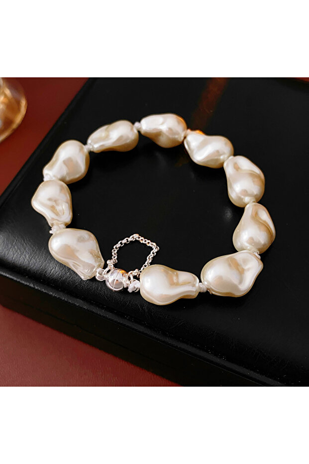 Imitation Pearl Exquisite Irregular Baroque Imitation Pearl Beads Bracelets Women's Magnetic Chain B