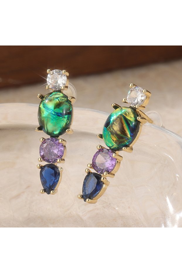 MULTI T672 Vintage Sparking Multi-color Geometric Synthetic Zirconia Dangle Earrings for Women Banqu