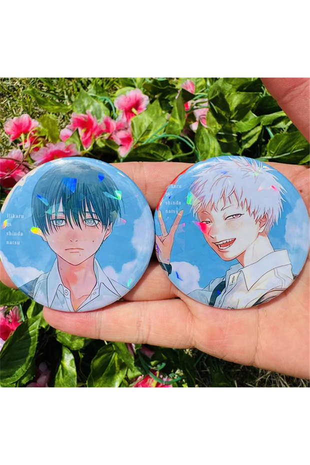 set Anime The Summer Hikaru Died Tsujinaka Yoshinori Cosplay COSTUME Badge Pin SPTE Tinplate Brooch