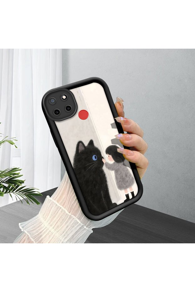 Realme C25S Compatible, Cute Cat Patterned Silicone Phone Case.