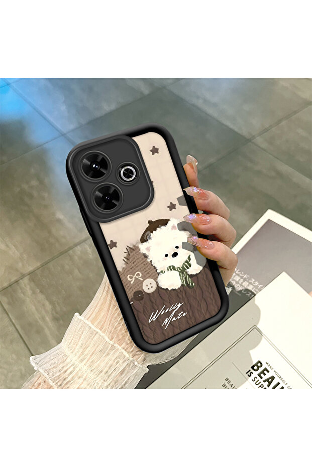 Redmi 13 Compatible, Cute Cat Patterned Silicone Phone Case.