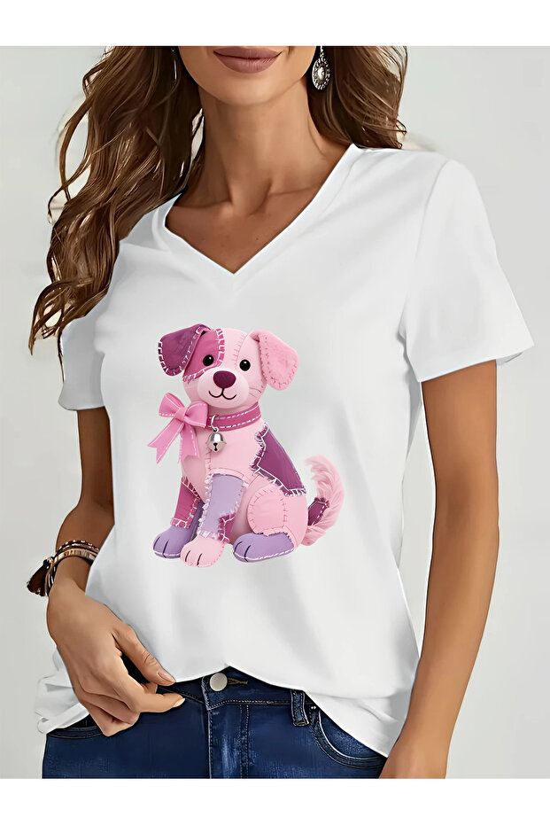 V-Neck Oversize Caretta Caretta Printed T-Shirt