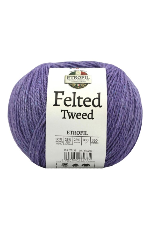 Felted Tweed 50% Organic Merino Wool 25% Baby Alpaca 25% Viscose 100 g 350 m Knitting Yarn-76138-1 Adet