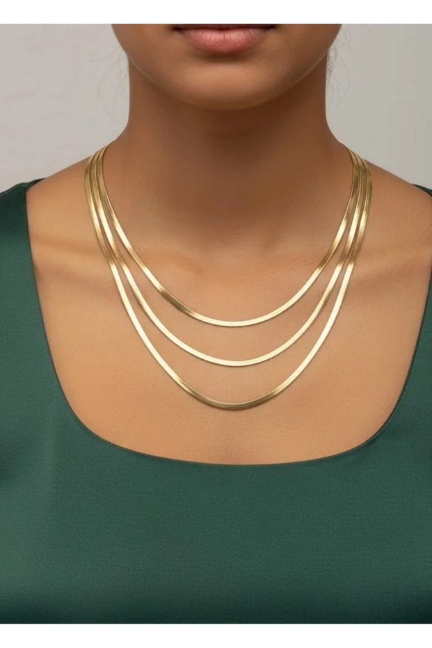 Steel Gold 3-Piece Italian Necklace 4mm - 25-Clkk278