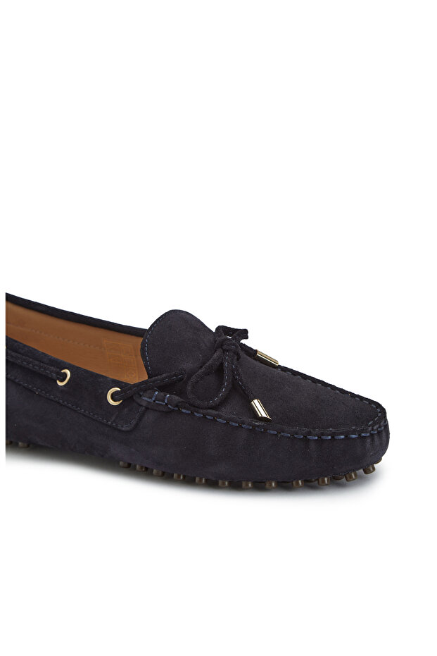 Lacivert Kadın Süet Loafer - 6