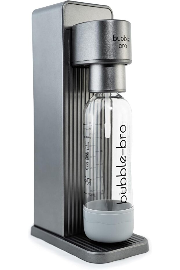 bubblebro Versa Soda Maker Machine - 1L BPA-Free Carbonating Bottle - Carbonate Any Drink (Metallic