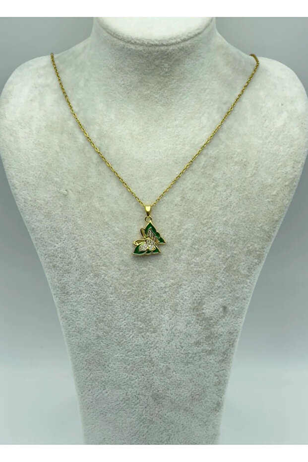 Steel gold kebelek necklace - 25-çtr165