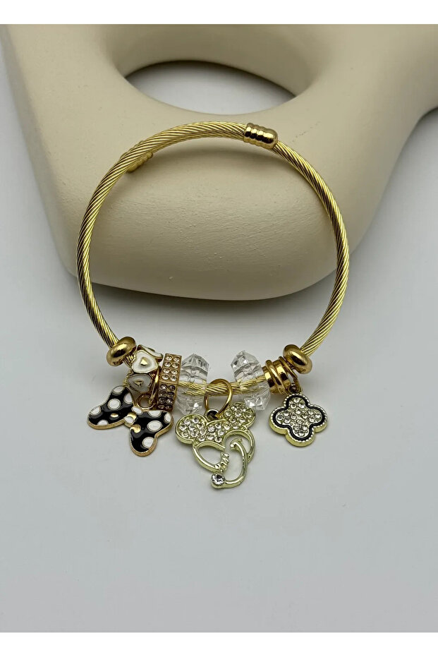 Steel Gold Pndr Bracelet - 25-Blk286