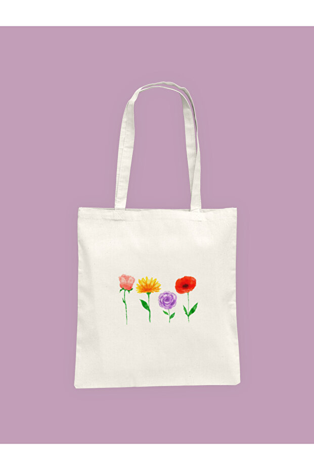 Spring Flowers Patterned Printed Cloth Bag