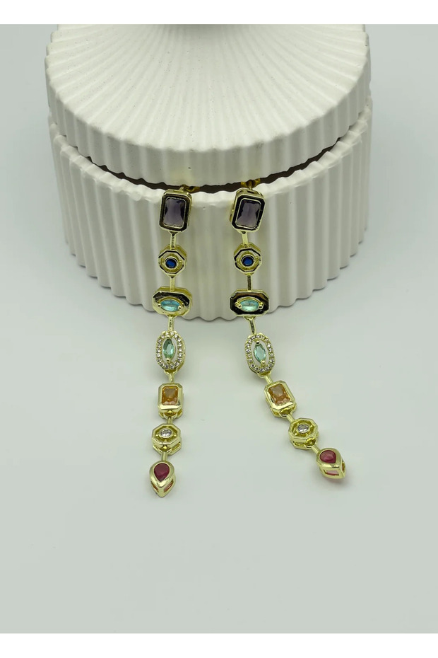 Steel gold-tone earrings with stone detail 25-clk64