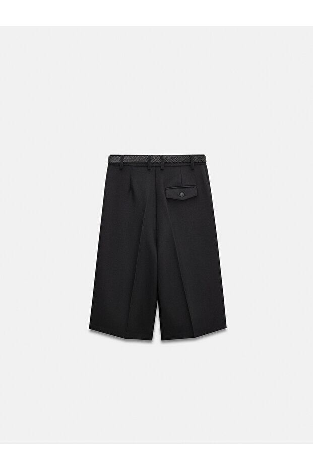 72261 Kemerli Bermuda Şort-Siyah - 6