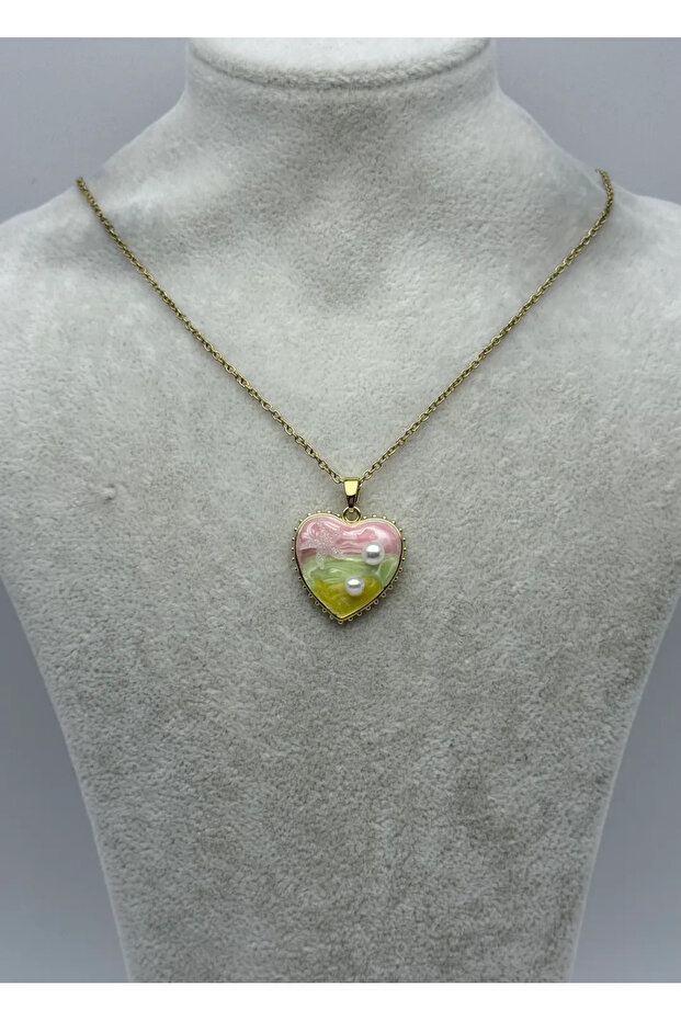 Steel Gold Heart Necklace - 25-Ctr368