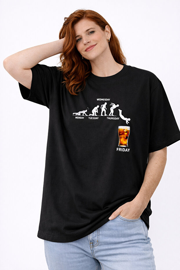 Oversized 100% Cotton Unisex T-Shirt – Just Be Good, Emoji and Friday Evolution Printed