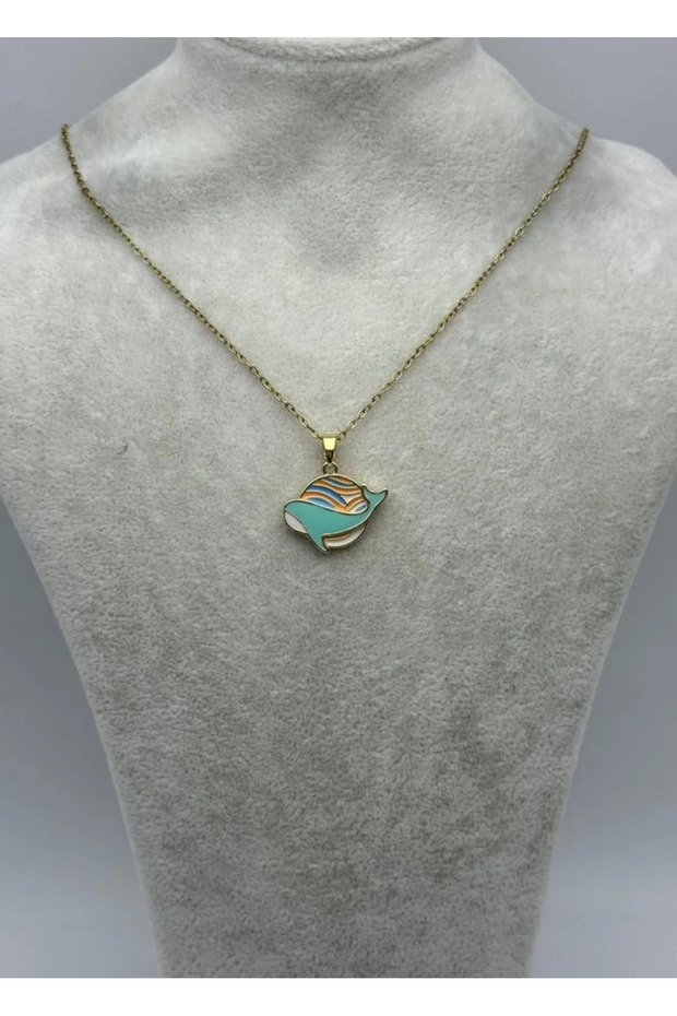 Steel gold dolphin necklace - 25-ctr290