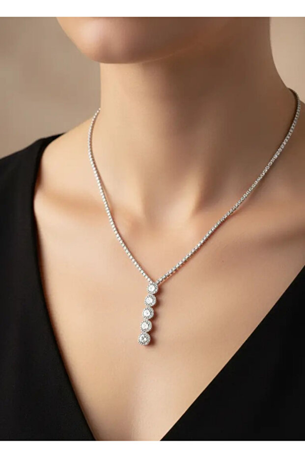 Vip Silver Waterway Square Stone Necklace - 25-Vipk34