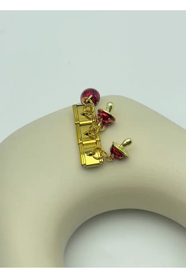 Steel gold mushroom dangle charm - 25crm30