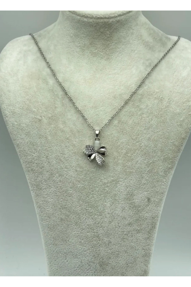 Steel Silver Flower Necklace - 25-Ctr263