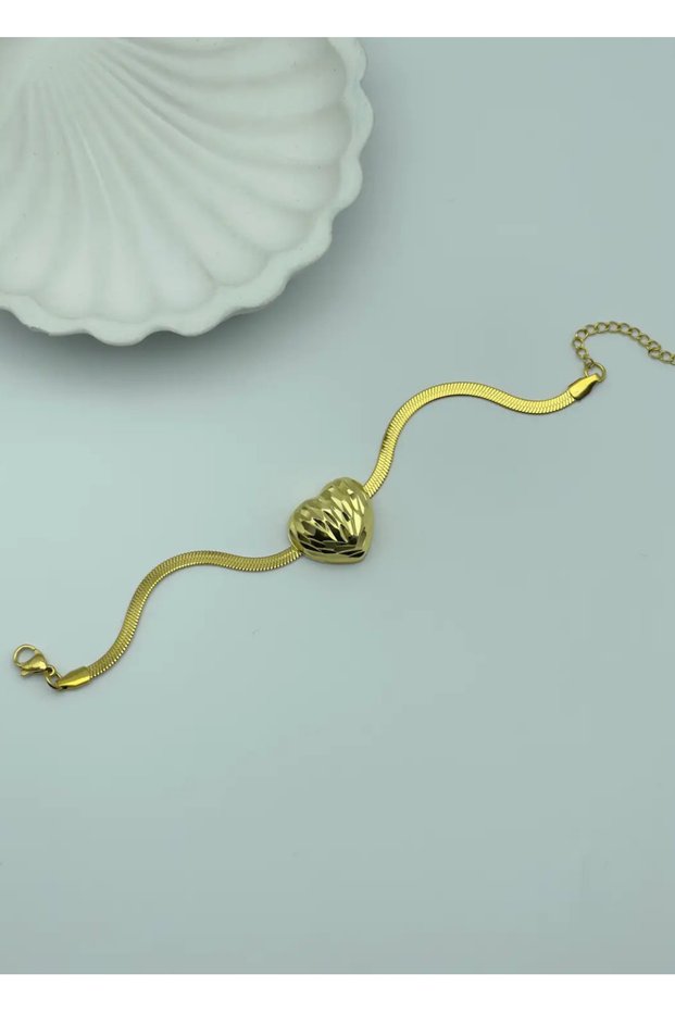 Steel Gold Heart Italian Bracelet - 25-Blk16