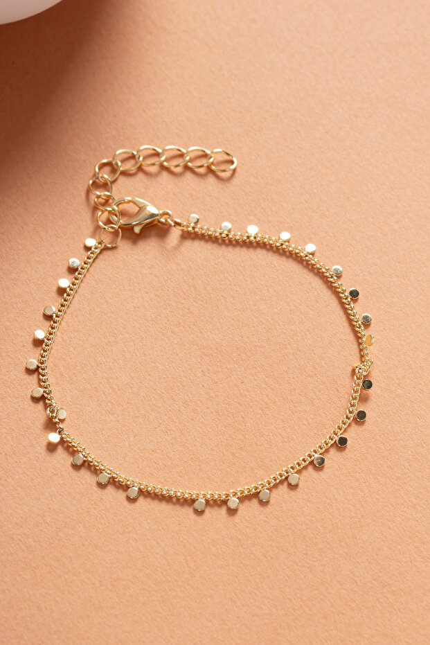 Gold Rowed Dangle Sequin Bracelet - 1