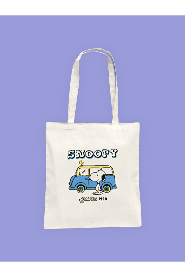 Snoopy and Minibus Printed Cloth Bag