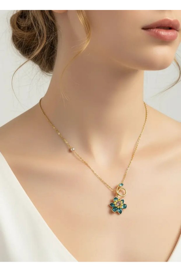 Steel gold blue lydllia necklace - 25-clkk252