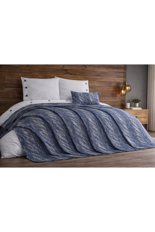 8 Piece Bedding Set Bedspread Lape Blue