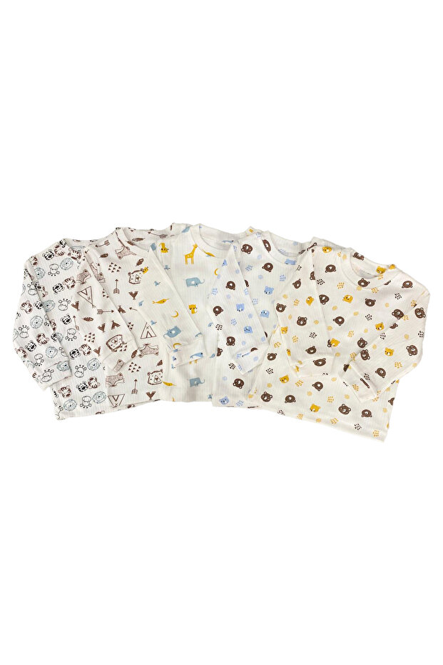 Unisex Baby Cotton Patterned Long Sleeve Pajama Top Set 5-Piece Advantage Package