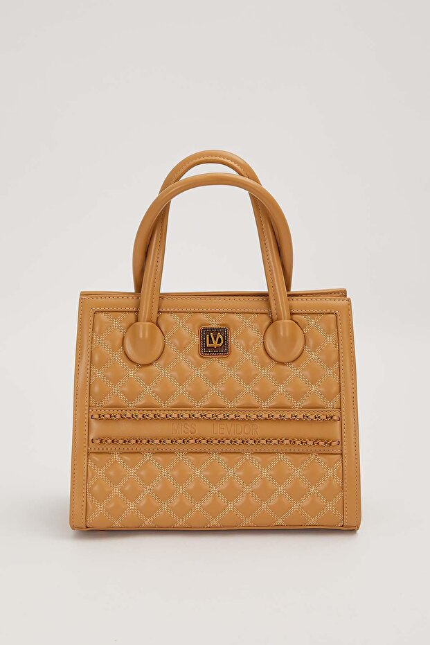 Khaki Self-Textured Handbag