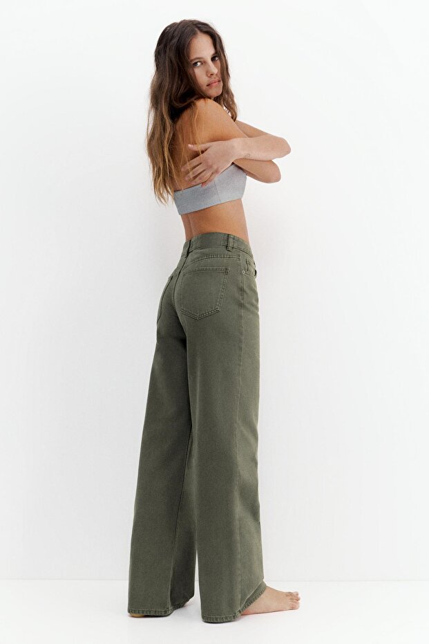 Wide leg yüksek bel jean - 2