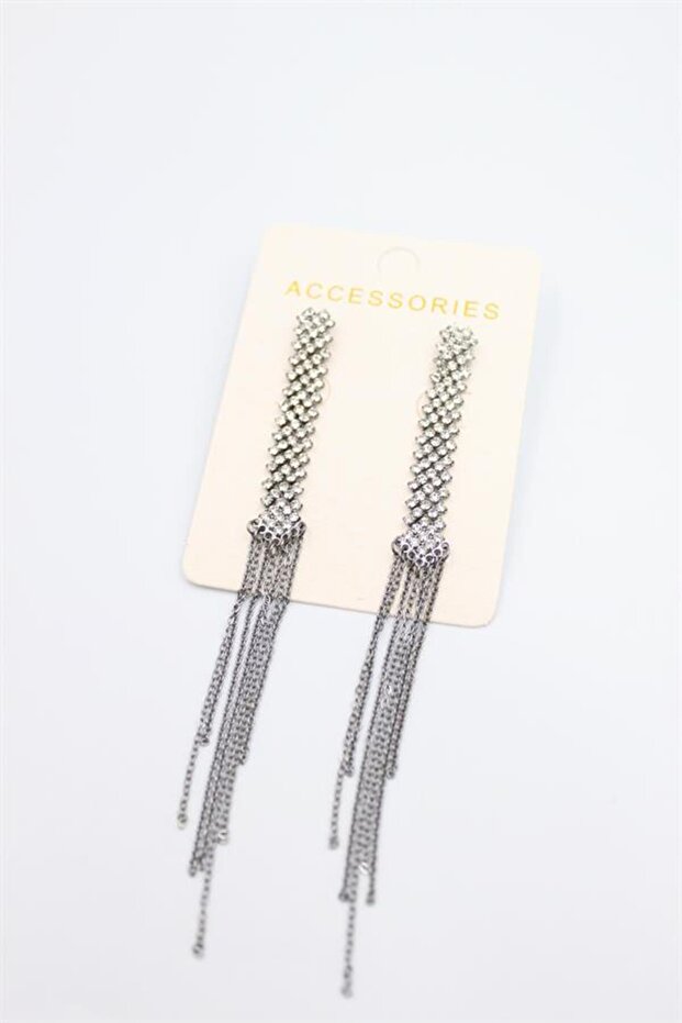 Chain Dangle Earrings - Black - 2