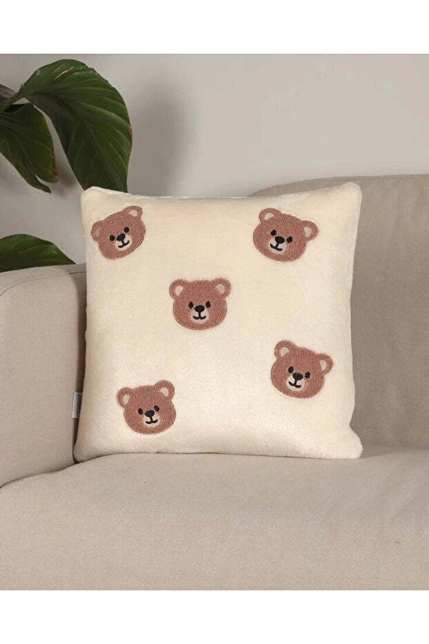 Teddy Bear Embroidered Plush Throw Pillow