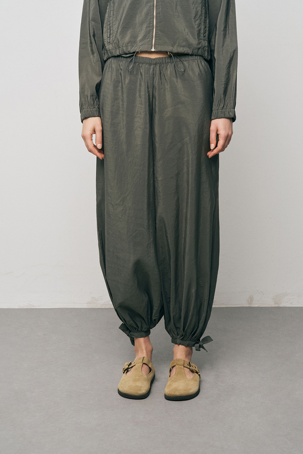 Women's Comfort Trousers with Tie Detail at the Hem and Elastic Waistband