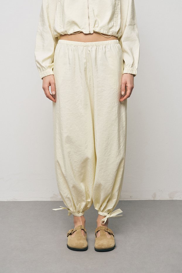 Women's Comfort Trousers with Tie Detail at the Hem and Elastic Waistband