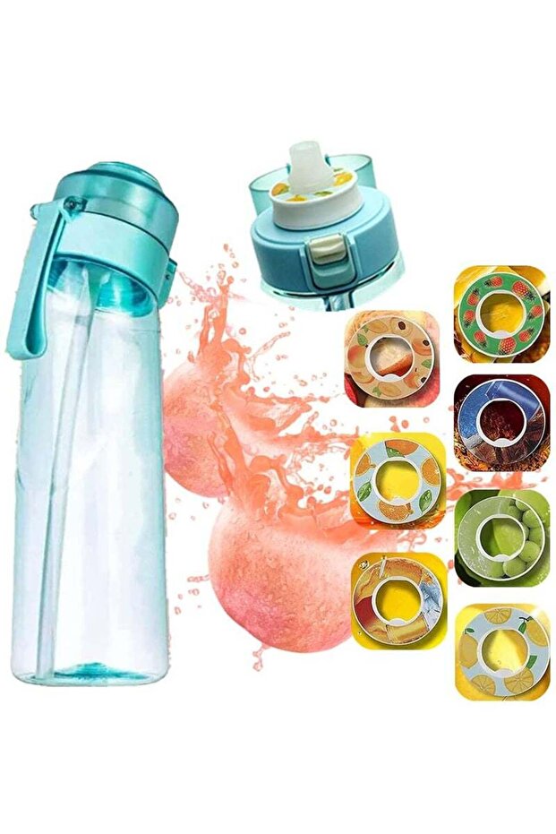 650ml Scented Water Bottle with 7 Flavor Pods, Leak Proof Sports Cup with Straw