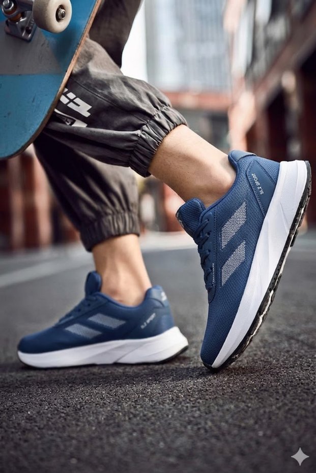 Women's Orthopedic Memory Foam Sole Navy Blue Walking Sports Shoes